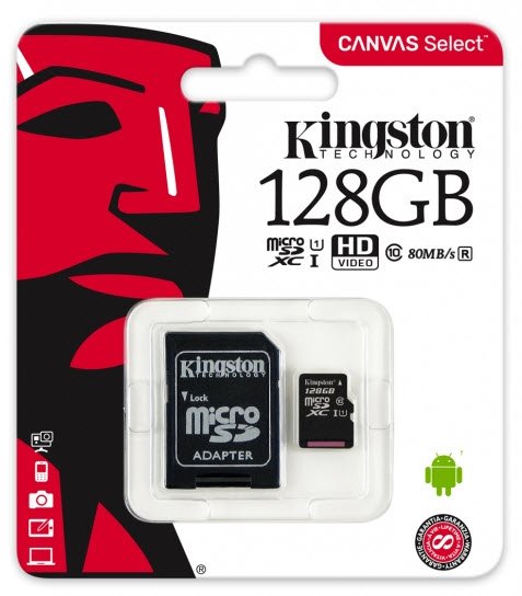 Kingston SDCS/128GB miCroSDXC Canvas Series designed for HD+Hi-Res filming