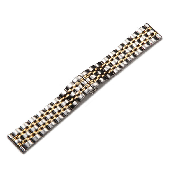 22mm Stainless Steel Fold Over Clasp Men Women Wrist Watch Band