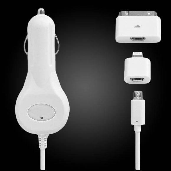 CC32-MII 5.0V/1000mA White Car Charger With 16PIN/30PIN USB