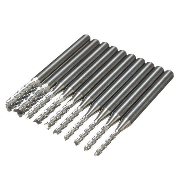 10pcs Carbide 1.5mm-3.175mm End Mill Engraving Bits CNC Rotary Burrs