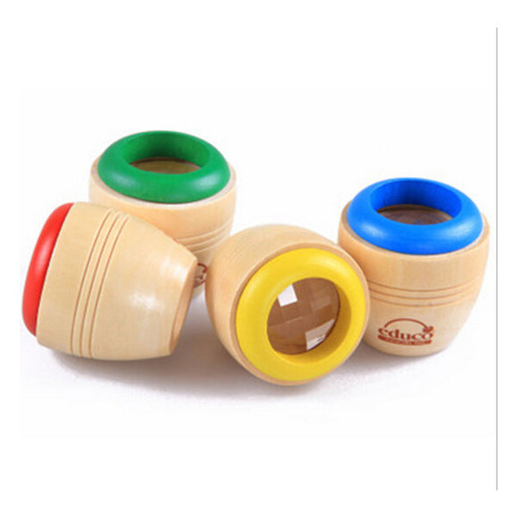 Child Wooden Kaleidoscope Polygon Mirror Magical Bee Eye Funny Toys
